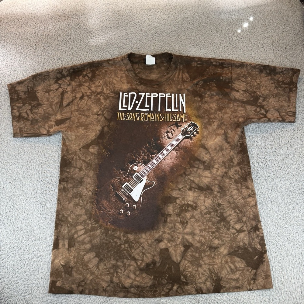 Led Zeppelin Vintage Liquid Blue Single Stitch All Over Print‎ Tie Dye Shirt USA